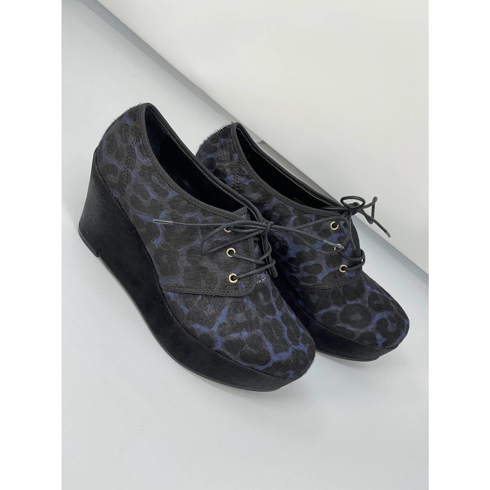 NEW NWT Nicole Laser Blue Leopard Animal Print Platform Leather Shoe Sz 8.5 & 10 - Picture 6 of 11